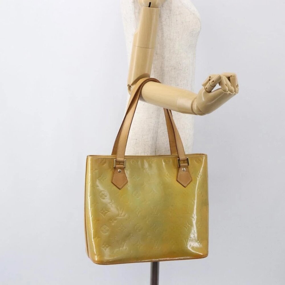 LOUIS VUITTON Monogram Vernis Houston Hand Bag Beige